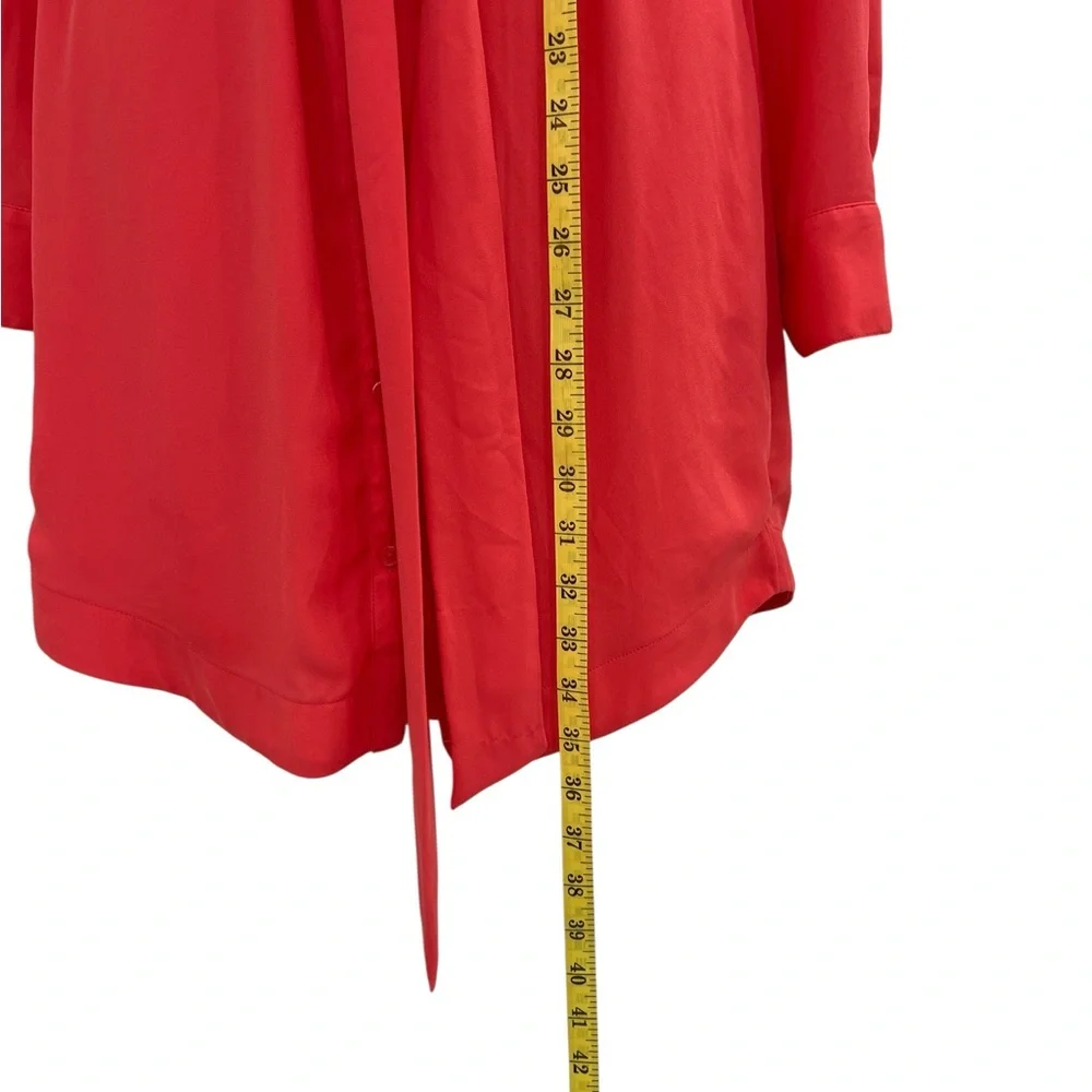 Express Red Long Sleeve Notched Collar Shirt Dress size XS Extra Small Summer